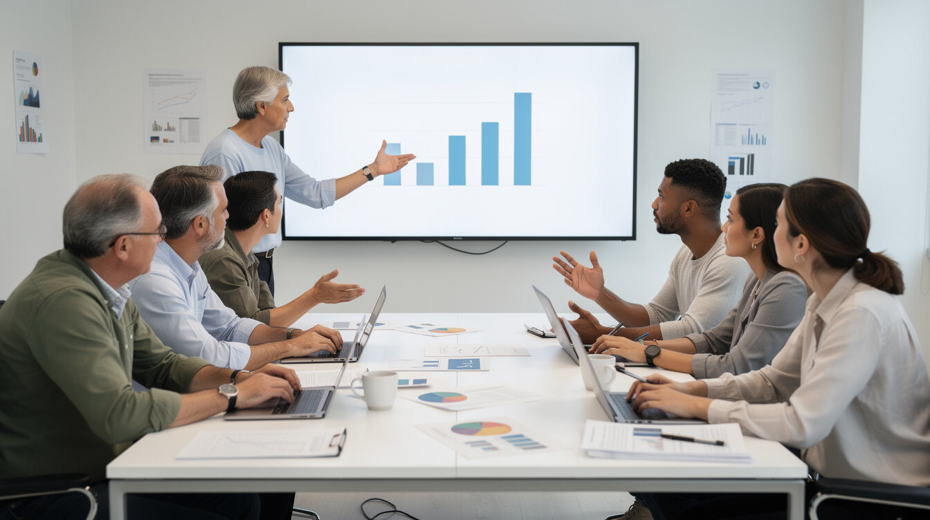 diverse group discussing in meeting